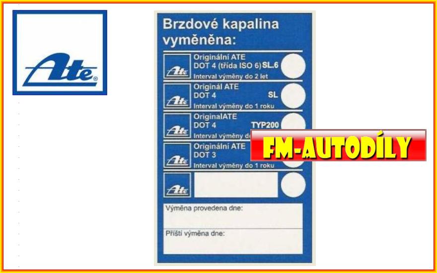 Brzdová kapalina ATE samolepka