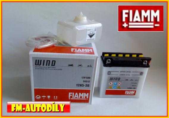 Motobaterie FIAMM 12V 5Ah typ 12N5-3B Aprilia Cagiva Honda Suzuki Jawa Simson MZ