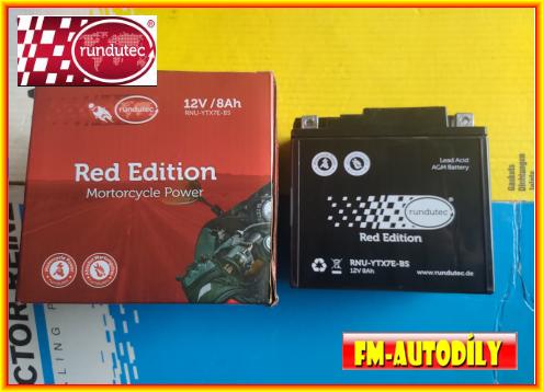 Motobaterie RUNDUTEC 12V 8Ah typ YTX7E-BS Honda Kawasaki Suzuki Yamaha