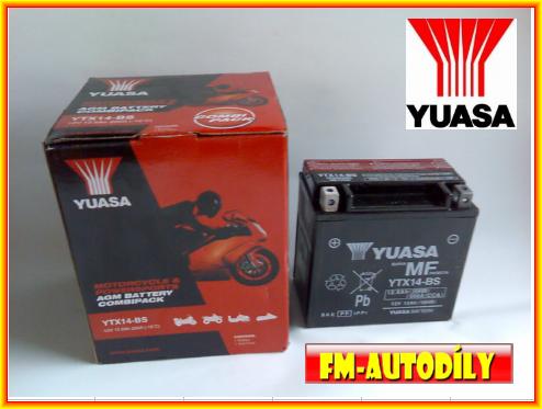Motobaterie YUASA 12V 12 Ah typ YTX14-BS BMW Harley Davidson Honda Yamaha
