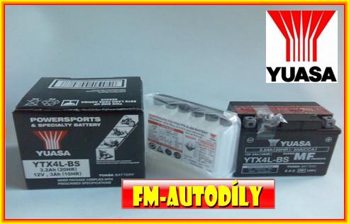 Motobaterie YUASA 12V 3,2 Ah typ YTX4L-BS Cagiva Honda KTM Suzuki Yamaha