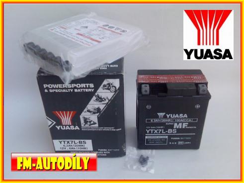 Motobaterie YUASA 12V 6Ah typ YTX7L-BS Honda Kawasaki Suzuki Yamaha