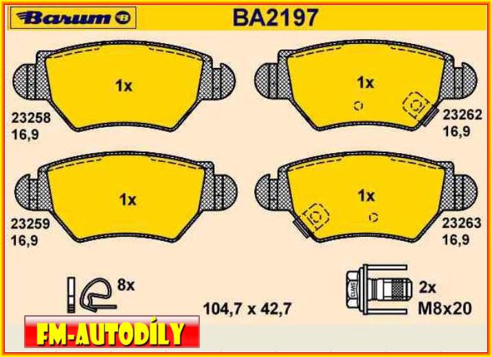 Brzdové destičky 0011 BARUM Opel Astra G Zafira A