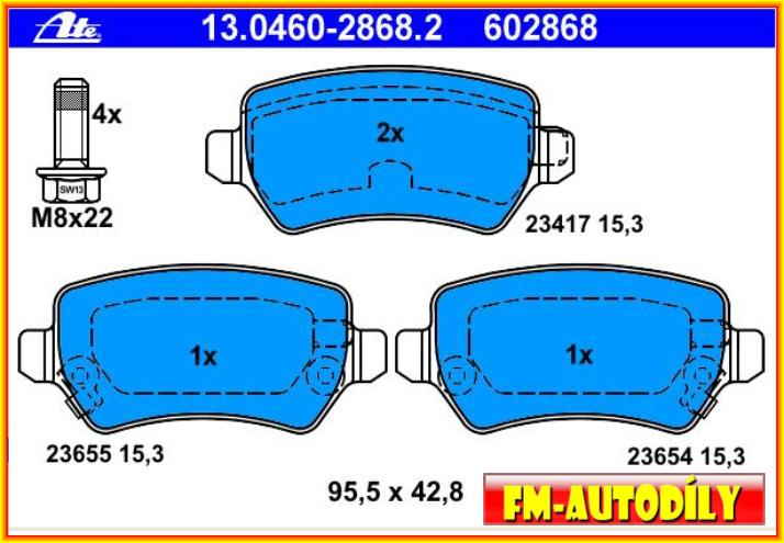 Brzdové destičky 0012 ATE Opel Astra Meriva Zafira