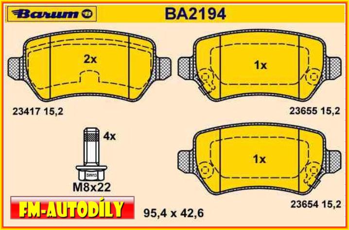 Brzdové destičky 0012 BARUM Opel Astra Meriva Zafira