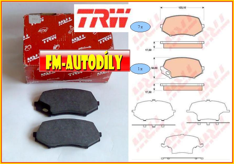Brzdové destičky 0017 TRW Mitsubishi Canter Fuso 2002 až 2010