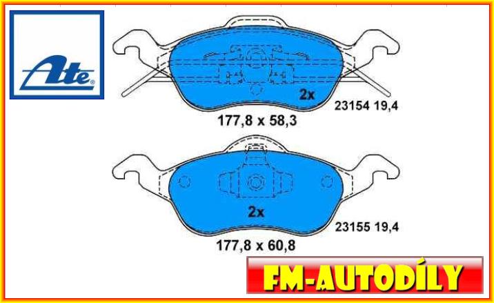 Brzdové destičky 0018 ATE Ford Focus I