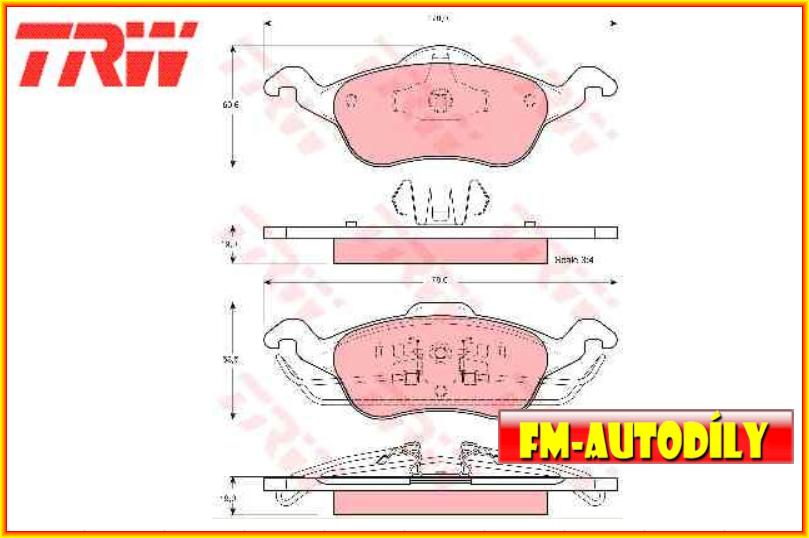 Brzdové destičky 0018 TRW Ford Focus I