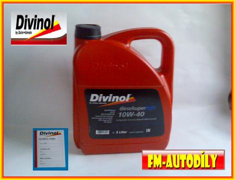 Olej 10W40 5L Diesel Super Light DIVINOL + ZDARMA štítek na výměnu