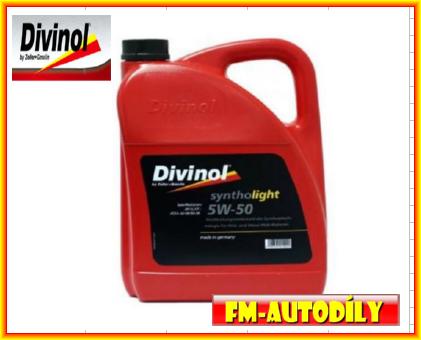 Olej 5W50 5L Syntho Light DIVINOL Škoda Fabia 1.2 HTP + ZDARMA štítek navýměnu