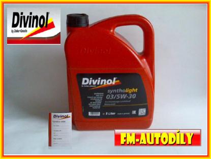 Olej 5w30 5L DIVINOL 3. generace specifikace C3 VW 504.00 507.00  + ZDARMA štítek na výměnu