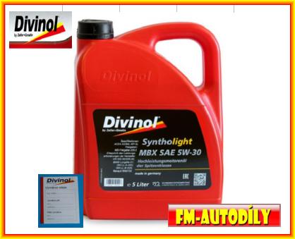 Olej 5W30 5L SynthoLight MBX DIVINOL Mercedes 229.5 BMW Smart Mini Cooper Hyundai Kia
