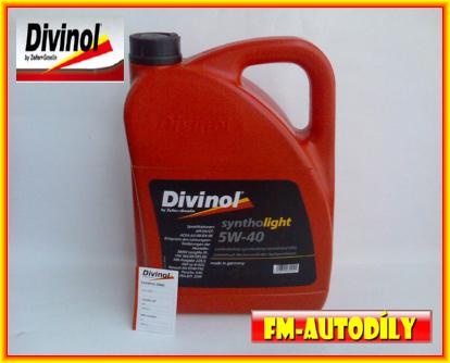 Olej 5W40 5L Syntho Light DIVINOL + ZDARMA štítek na výměnu