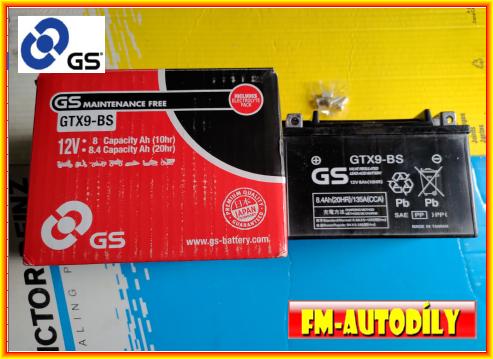 Motobaterie GS YUASA 12V 8.4Ah typ  GTX9-BS YTX9-BS Honda Kawasaki Suzuki Yamaha