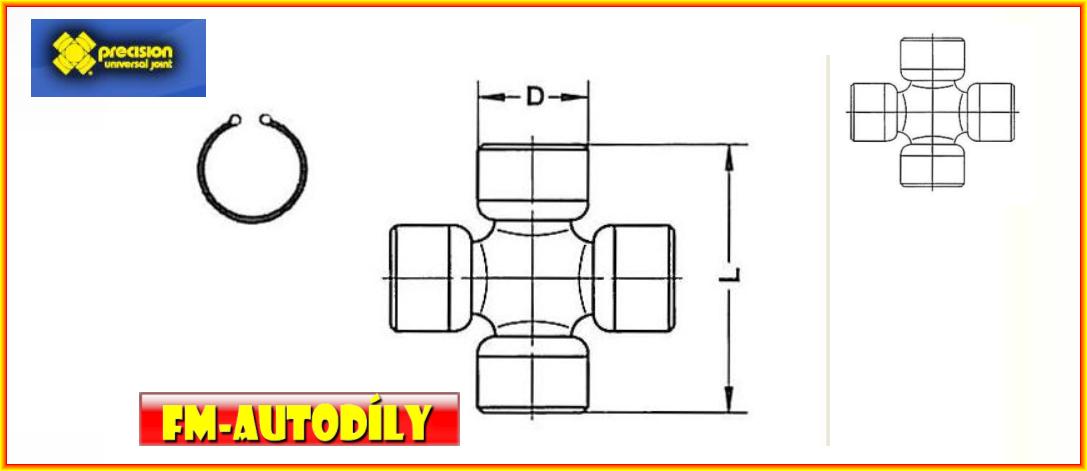 Kříž kardanu 16 x 38,9 mm PRECISION Fiat 126 127 128