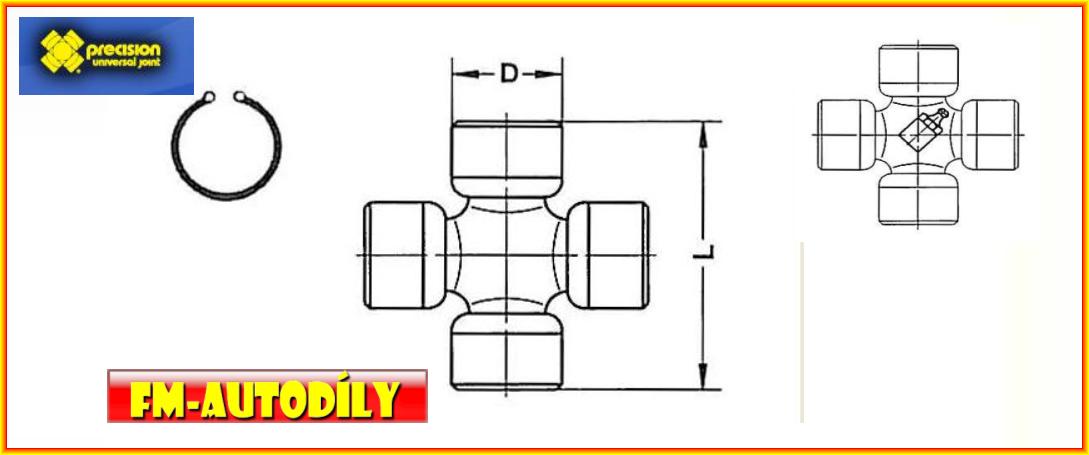 Kříž kardanu 22 x 58 mm PRECISION Nissan Vanette