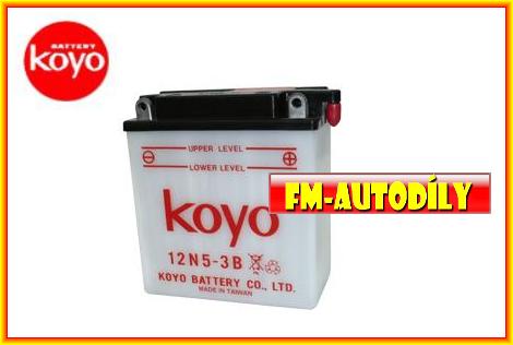 Motobaterie KOYO 12V 5Ah typ 12N5-3B náhrada je FIAMM 12N5-3B