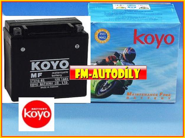 Motobaterie KOYO 12V 14Ah typ YTX16-BS - bude automaticky dodána baterie FIAAM