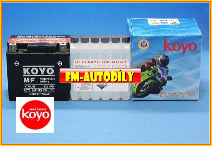 Motobaterie KOYO 12V 3,6Ah typ YTX4L-BS automaticky bude dodána baterie YUASA YTX4L-BS