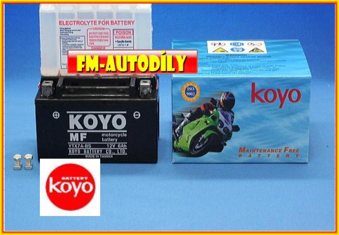 Motobaterie KOYO 12V 6,5Ah typ YTX7A-BS - automaticky bude dodána baterie FIAMM !