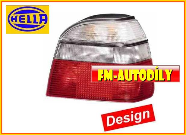 Sada zadních červeno bílých světel 0007 HELLA VW Golf III